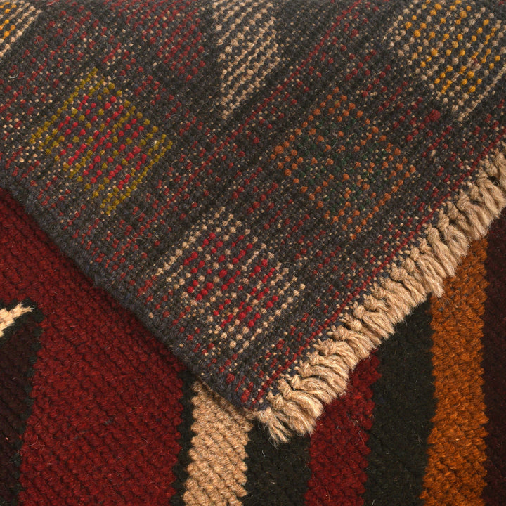 Red Afghan Baluchi Rug 3' 3" x 6' 4" Hand-Knotted pattern