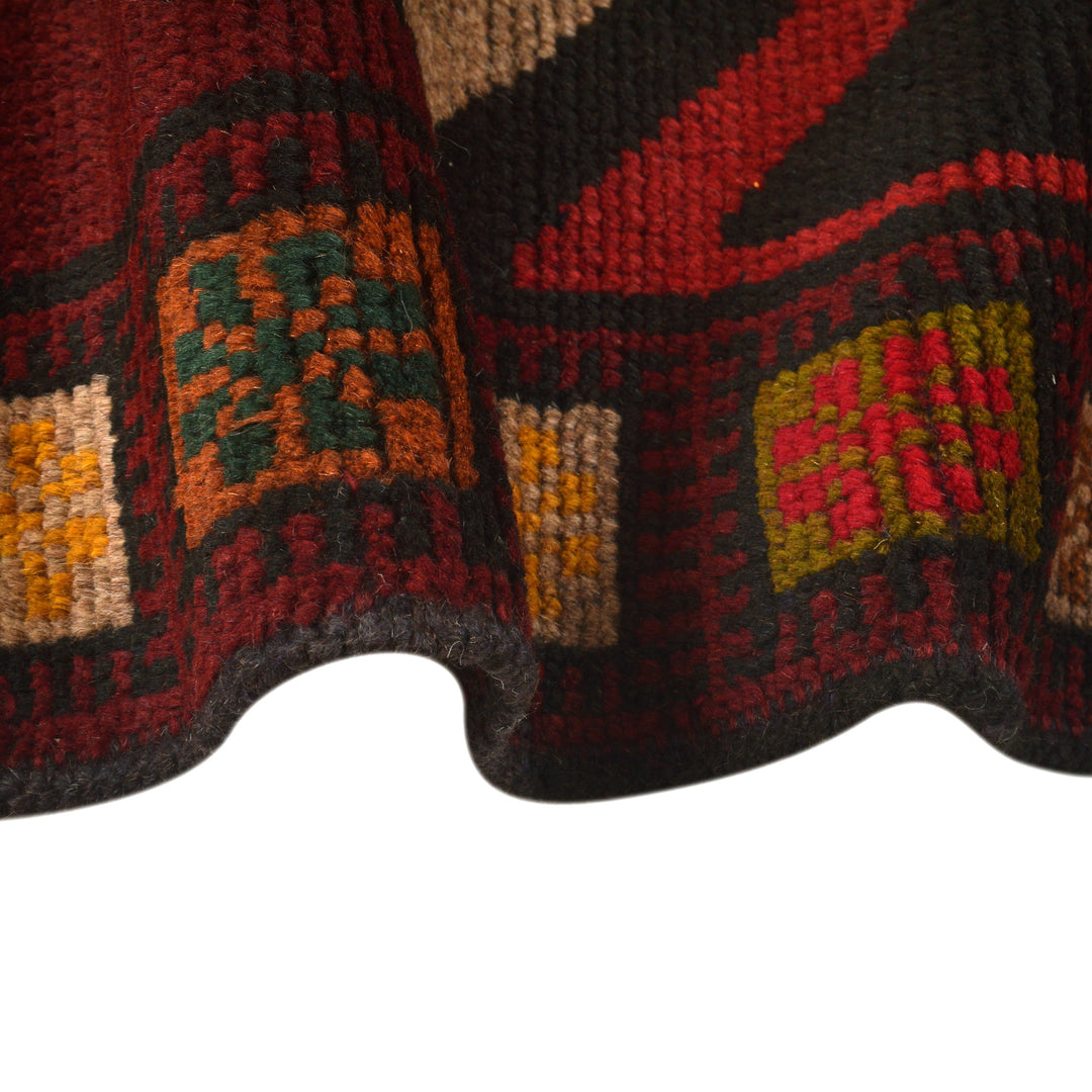 Red Afghan Baluchi Rug 3' 3" x 6' 4" Hand-Knotted border