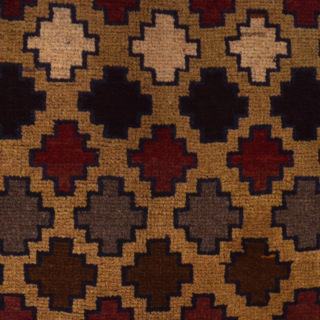 Afghan Baluchi Rug 3' 10" x 5' 12" Hand-Knotted close-up