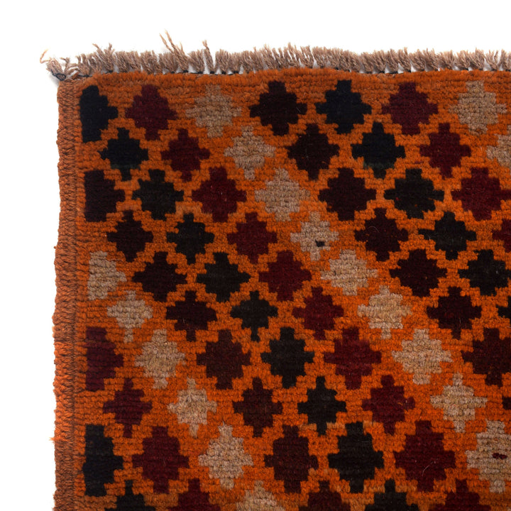 Orange Afghan Baluchi Rug 3' 10" x 6' 6" Hand-Knotted view