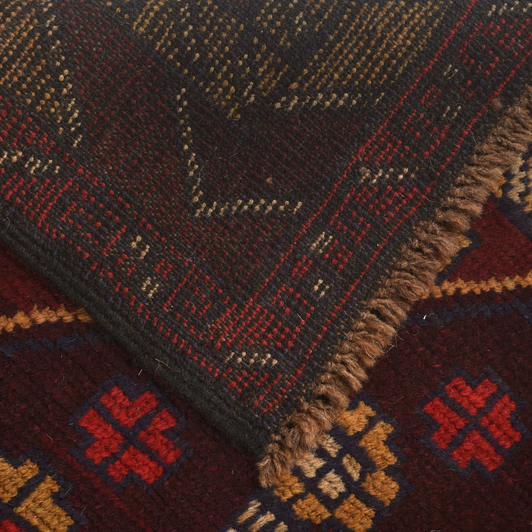 Afghan Baluchi Rug 3' 10" x 6' 4" Hand-Knotted pattern
