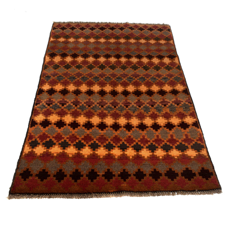 Afghan Baluchi Rug 3' 8" x 6' 2" Hand-Knotted detail