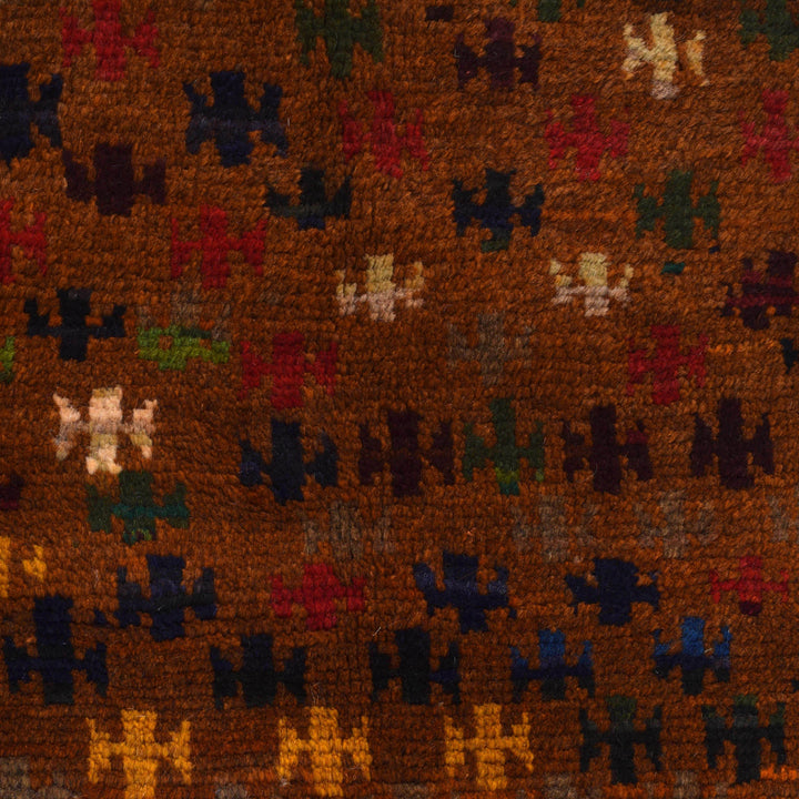 Afghan Baluchi Rug 3' 7" x 6' 0" Hand-Knotted close-up