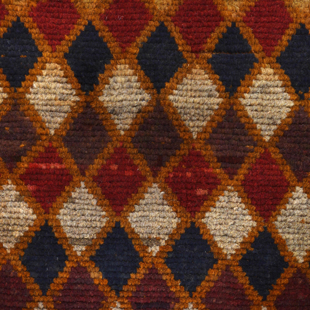 Orange Afghan Baluchi Rug 3' 9" x 6' 2" Hand-Knotted close-up