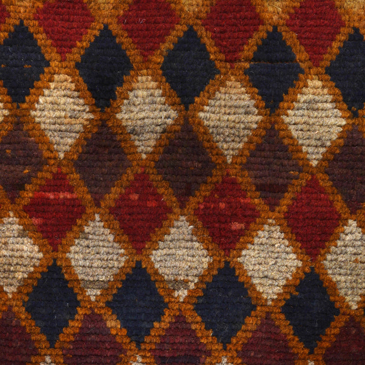 Orange Afghan Baluchi Rug 3' 9" x 6' 2" Hand-Knotted close-up