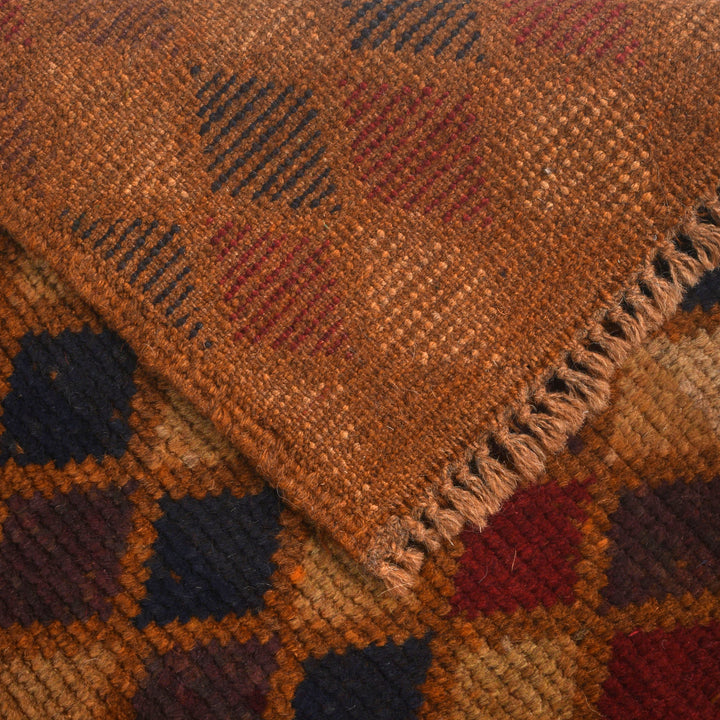 Orange Afghan Baluchi Rug 3' 9" x 6' 2" Hand-Knotted pattern