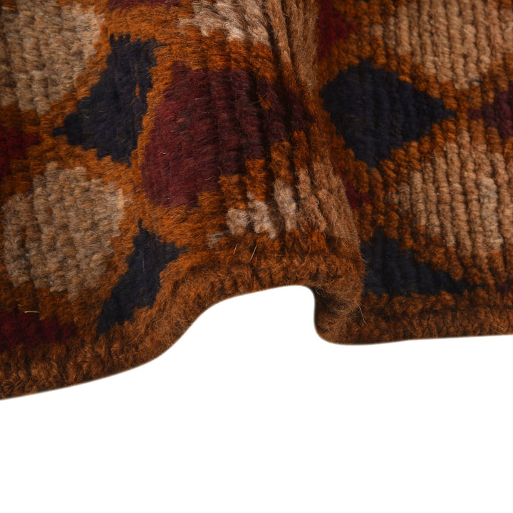 Orange Afghan Baluchi Rug 3' 9" x 6' 2" Hand-Knotted border