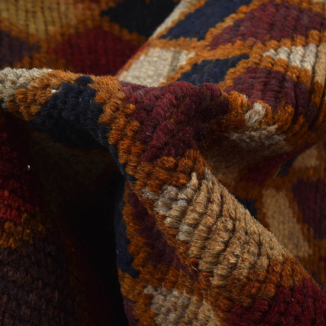 Orange Afghan Baluchi Rug 3' 9" x 6' 2" Hand-Knotted field