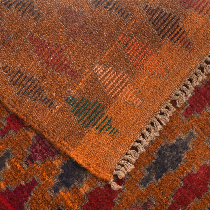 Orange Afghan Baluchi Rug 3' 10" x 6' 0" Hand-Knotted pattern
