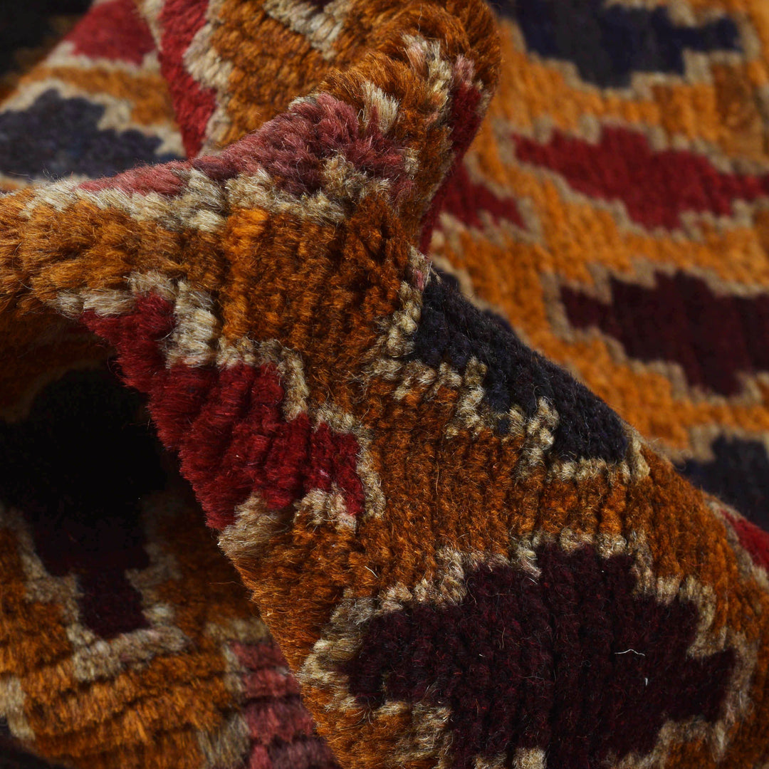 Orange Afghan Baluchi Rug 3' 10" x 6' 0" Hand-Knotted field