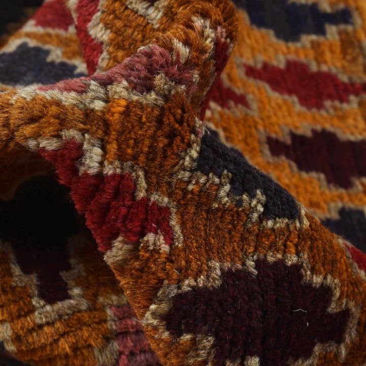 Orange Afghan Baluchi Rug 3' 10" x 6' 0" Hand-Knotted field
