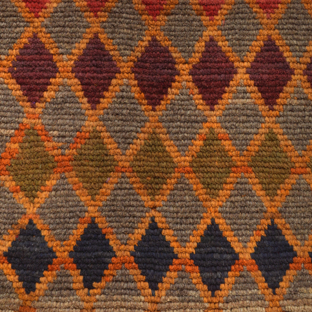 Orange Afghan Baluchi Rug 3' 9" x 6' 1" Hand-Knotted close-up