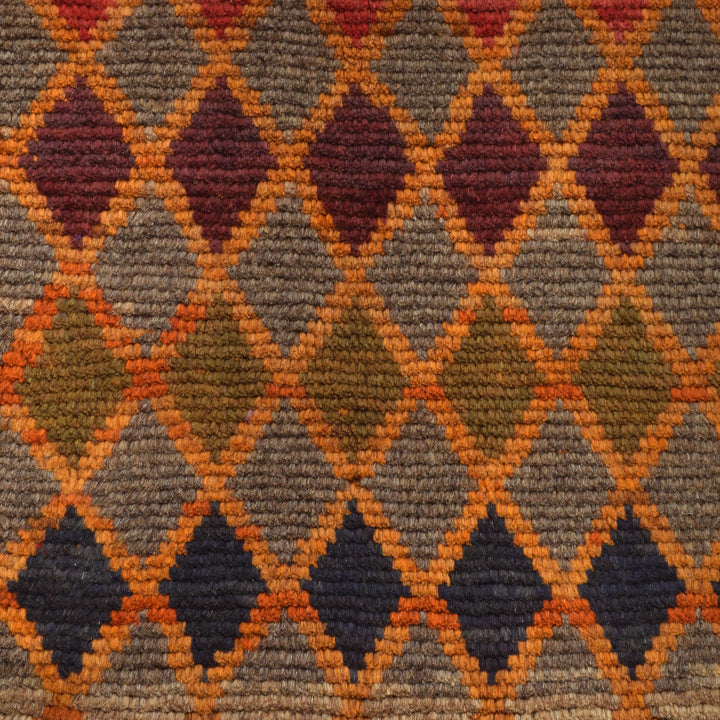 Orange Afghan Baluchi Rug 3' 9" x 6' 1" Hand-Knotted close-up