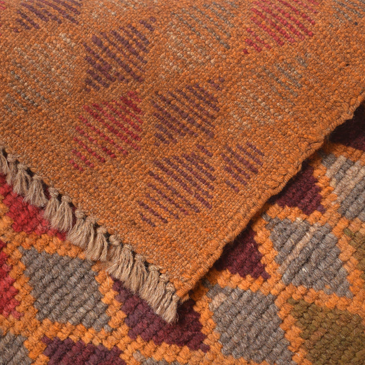 Orange Afghan Baluchi Rug 3' 9" x 6' 1" Hand-Knotted pattern