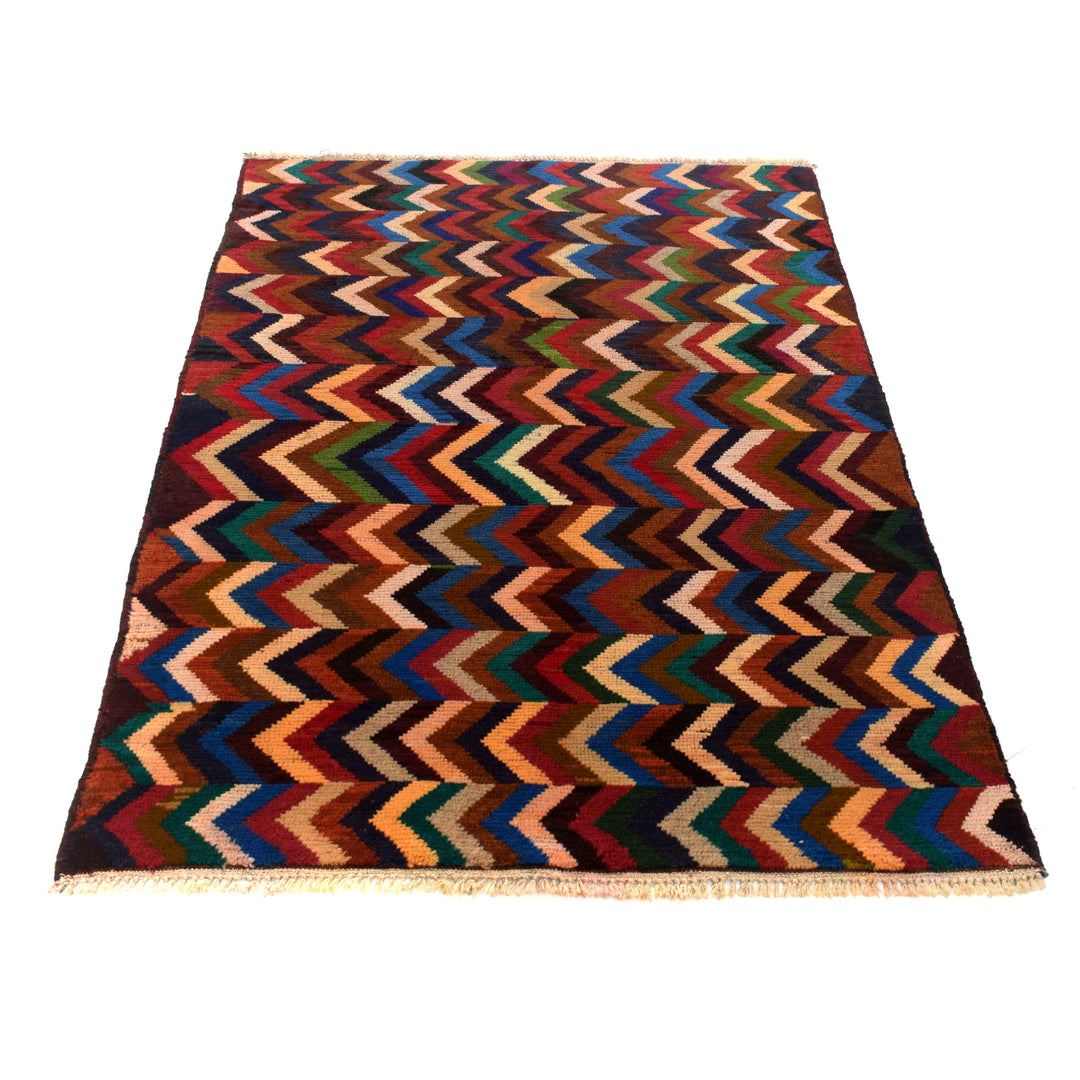 Afghan Tribal Baloch Rug 3' 11" x 6' 2" Hand-Knotted detail