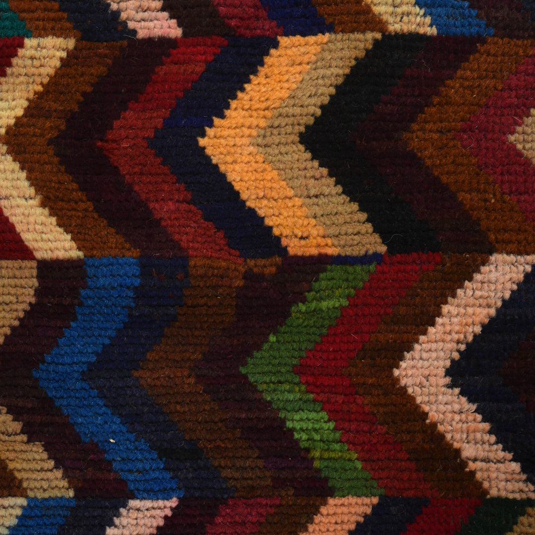 Afghan Tribal Baloch Rug 3' 11" x 6' 2" Hand-Knotted close-up