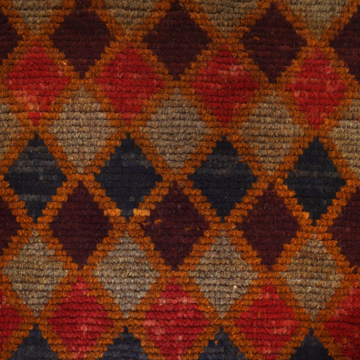 Orange Afghan Baluchi Rug 3' 9" x 6' 2" Hand-Knotted close-up