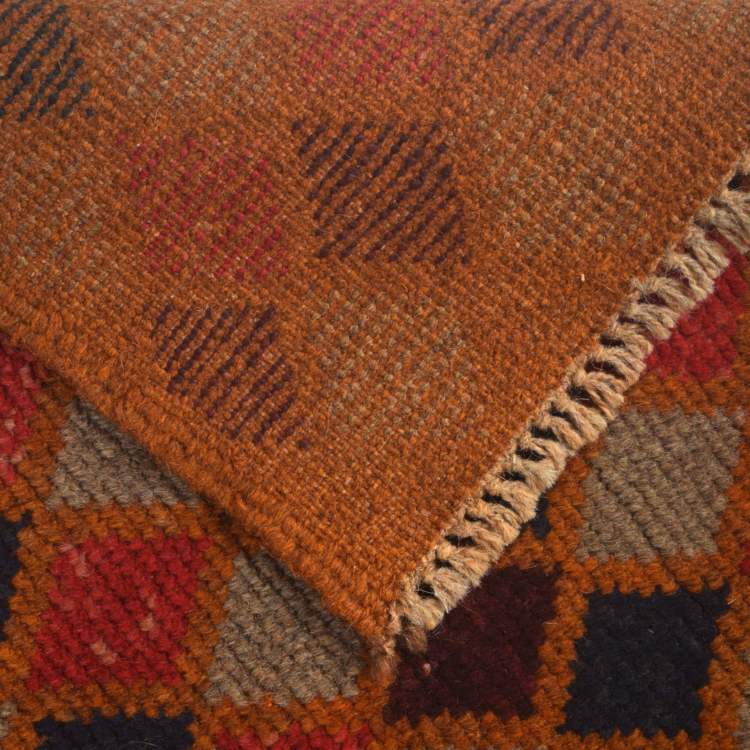 Orange Afghan Baluchi Rug 3' 9" x 6' 2" Hand-Knotted pattern