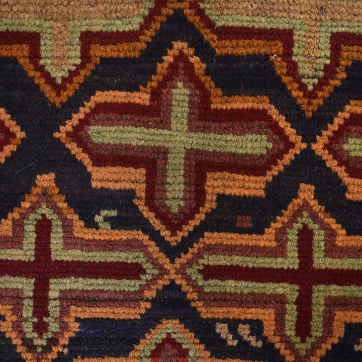 Afghan Baluchi Rug 3' 3" x 5' 12" Hand-Knotted close-up