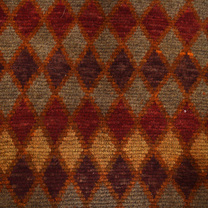 Orange Afghan Baluchi Rug 3' 7" x 6' 2" Hand-Knotted close-up
