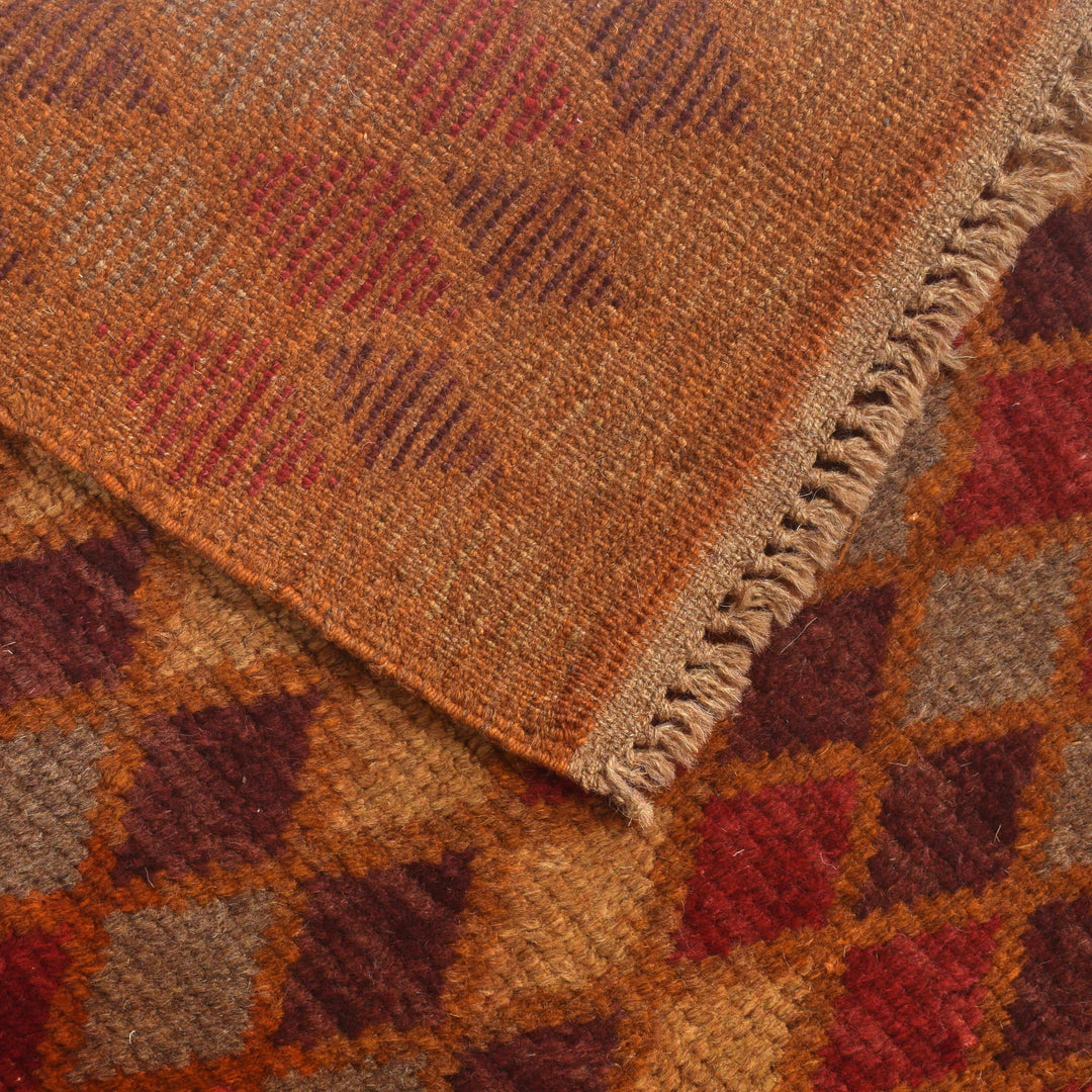 Orange Afghan Baluchi Rug 3' 7" x 6' 2" Hand-Knotted pattern