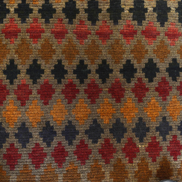 Light Brown Afghan Baluchi Rug 3' 7" x 5' 9" Hand-Knotted close-up