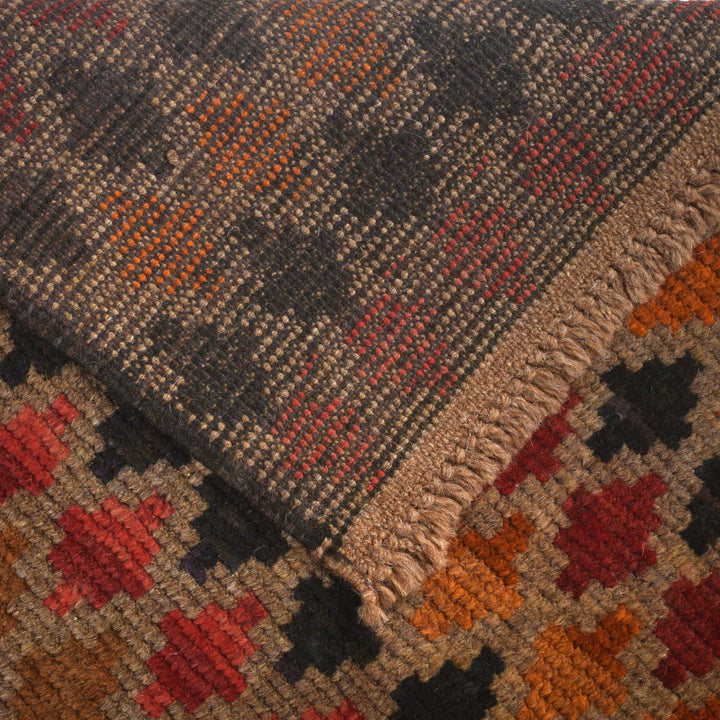 Light Brown Afghan Baluchi Rug 3' 7" x 5' 9" Hand-Knotted pattern