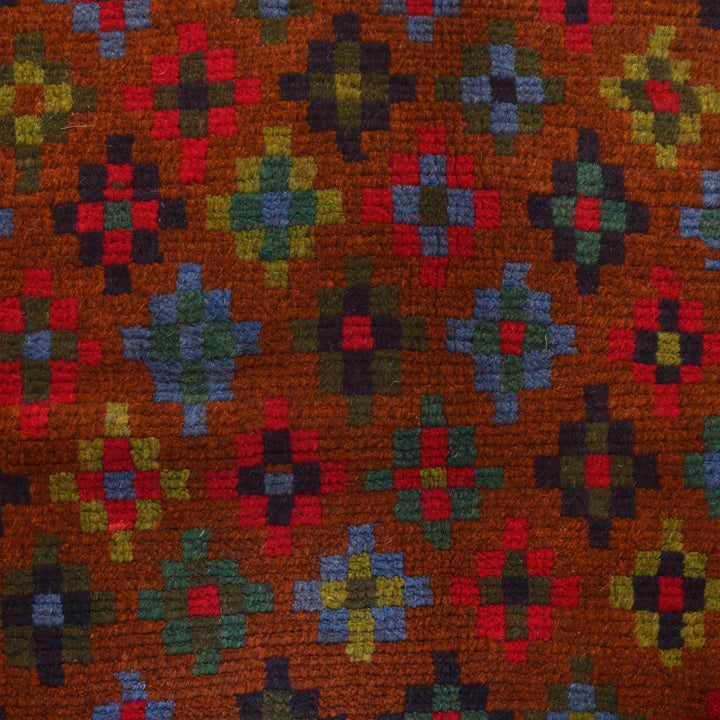 Brown Afghan Baluchi Rug 4' 0" x 6' 1" Hand-Knotted close-up
