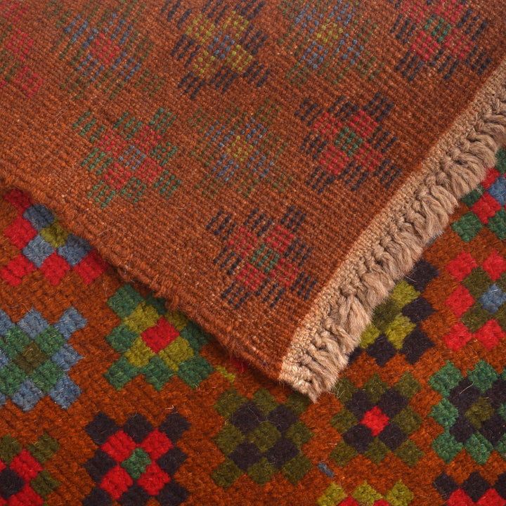 Brown Afghan Baluchi Rug 4' 0" x 6' 1" Hand-Knotted pattern