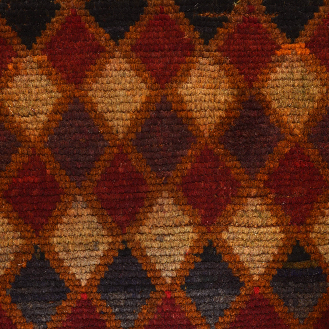 Orange Afghan Baluchi Rug 3' 9" x 6' 3" Hand-Knotted close-up