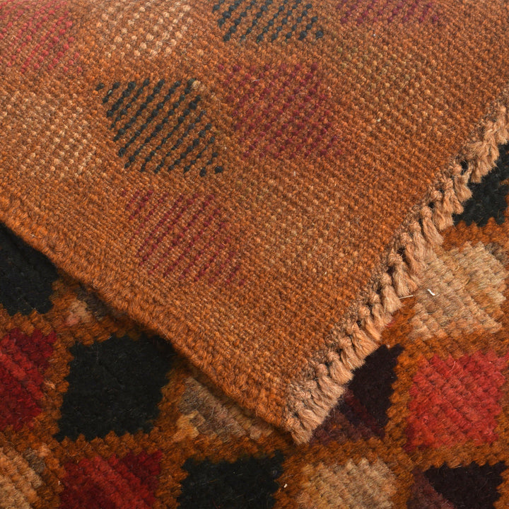 Orange Afghan Baluchi Rug 3' 9" x 6' 3" Hand-Knotted pattern