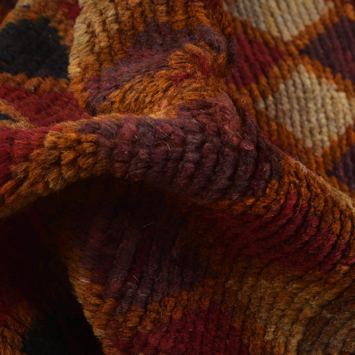Orange Afghan Baluchi Rug 3' 9" x 6' 3" Hand-Knotted field