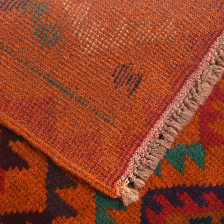 Orange Afghan Baluchi Rug 3' 6" x 6' 2" Hand-Knotted pattern