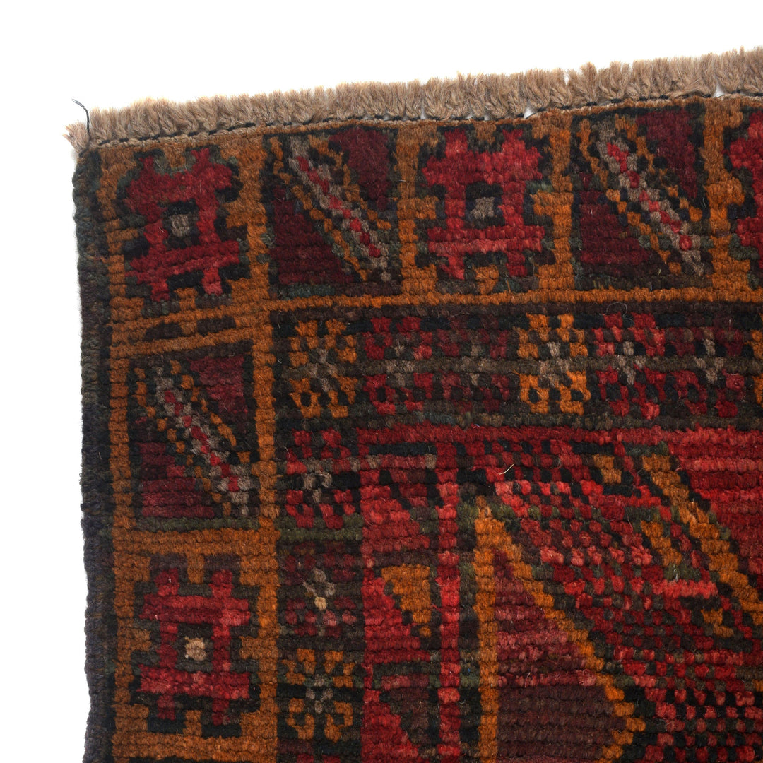 Red Afghan Baluchi Rug 3' 9" x 5' 10" Hand-Knotted view