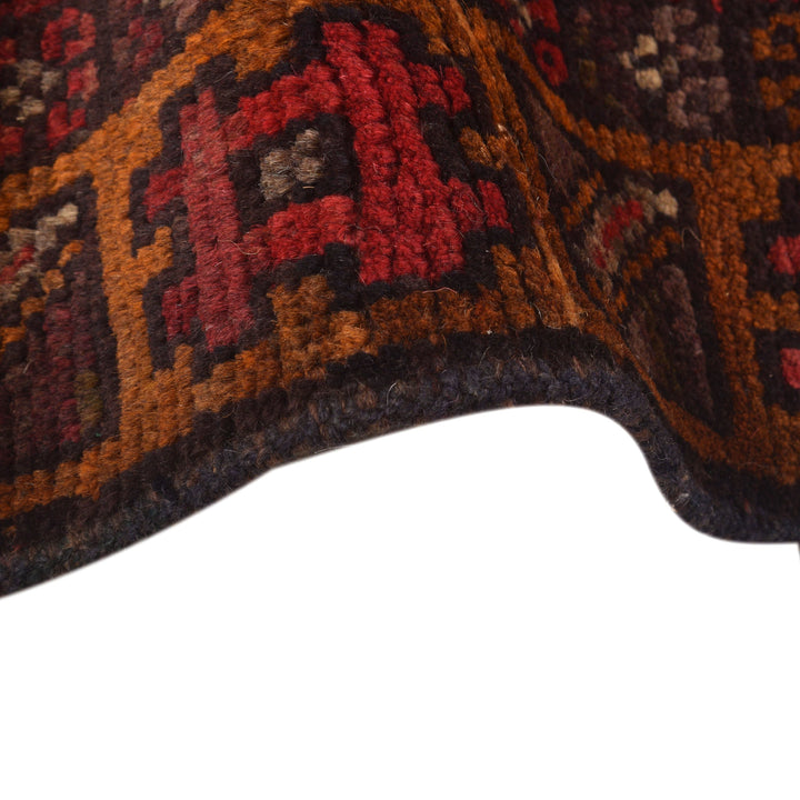 Red Afghan Baluchi Rug 3' 9" x 5' 10" Hand-Knotted border