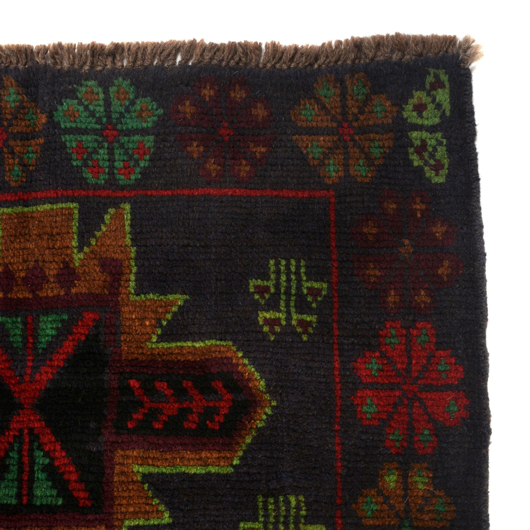 Black Afghan Baluchi Rug 3' 12" x 6' 2" Hand-Knotted view