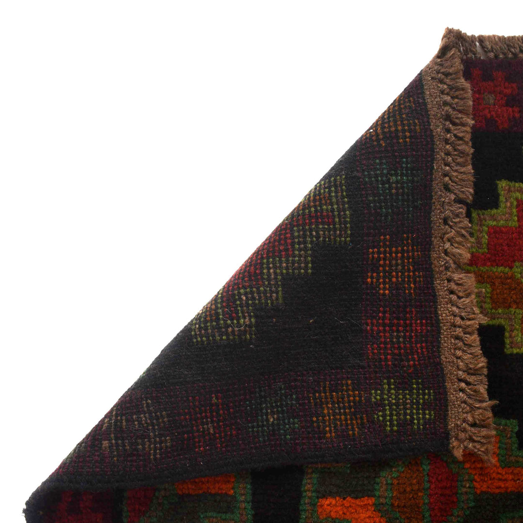 Black Afghan Baluchi Rug 3' 11" x 6' 1" Hand-Knotted pattern
