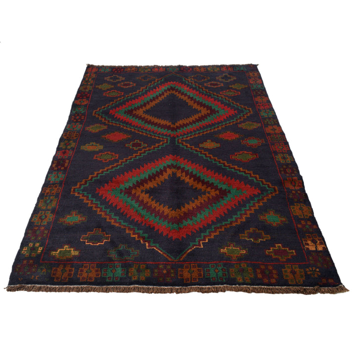 Dark Blue Afghan Baluchi Rug 4' 4" x 6' 6" Hand-Knotted detail