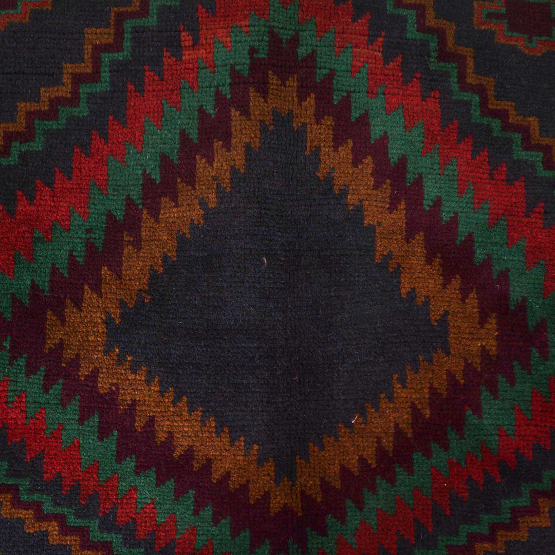 Dark Blue Afghan Baluchi Rug 4' 4" x 6' 6" Hand-Knotted close-up