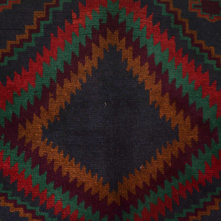 Dark Blue Afghan Baluchi Rug 4' 4" x 6' 6" Hand-Knotted close-up