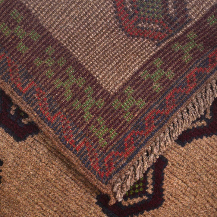 Tan Afghan Baluchi Rug 4' 3" x 6' 5" Hand-Knotted pattern