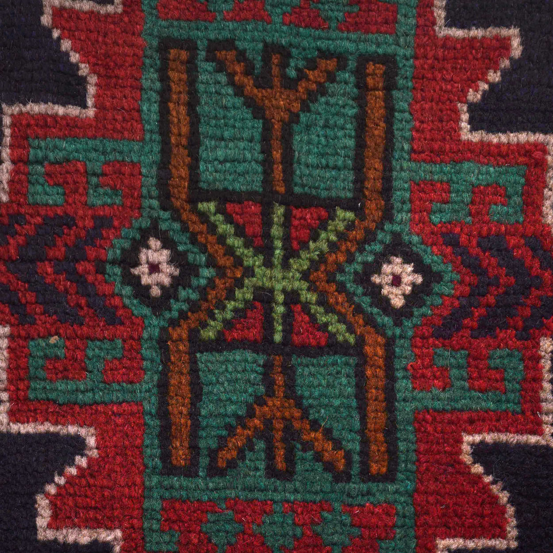 Dark Blue Afghan Baluchi Rug 4' 2" x 6' 5" Hand-Knotted close-up