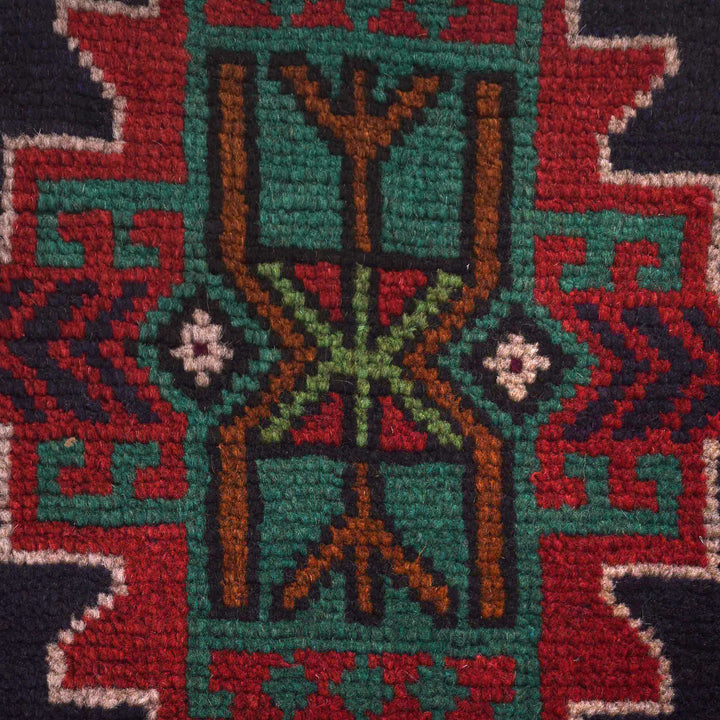 Dark Blue Afghan Baluchi Rug 4' 2" x 6' 5" Hand-Knotted close-up