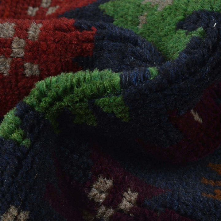 Dark Blue Afghan Baluchi Rug 4' 1" x 6' 5" Hand-Knotted field