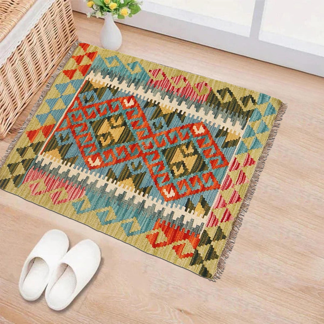 Hand Knotted Afghan Style Kilim 2' 0" x 2' 7" - No. AL37264