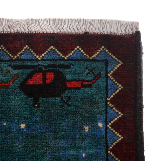 Handcrafted Afghan War Rug 2' 10" x 4' 0" - No. AL26212
