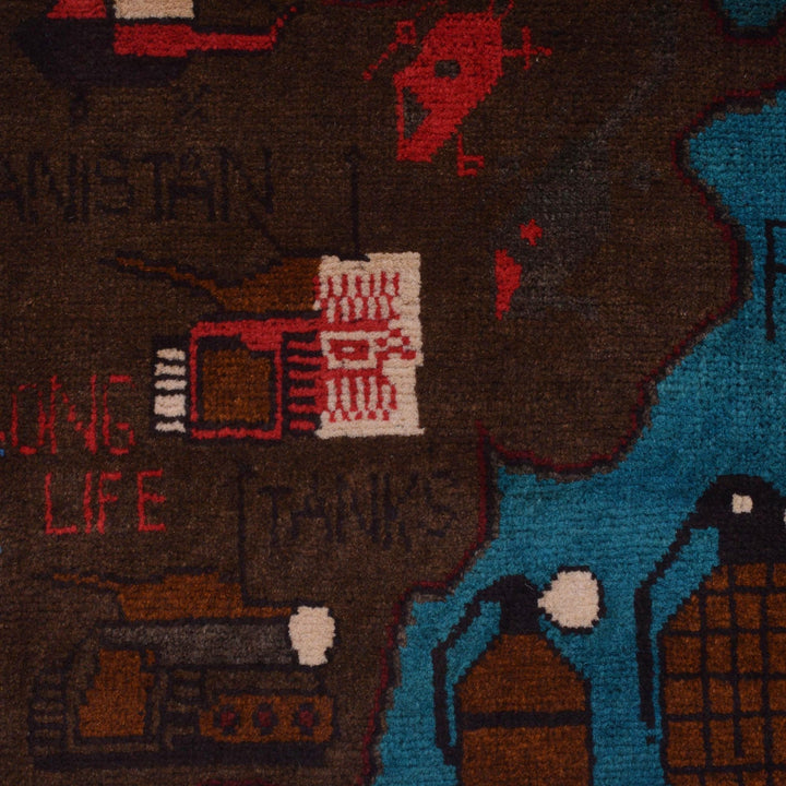 Handcrafted Afghan War Rug 2' 10" x 4' 0" - No. AL26212