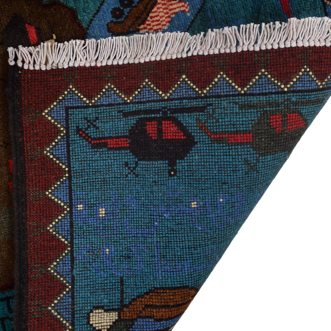 Handcrafted Afghan War Rug 2' 10" x 4' 0" - No. AL26212