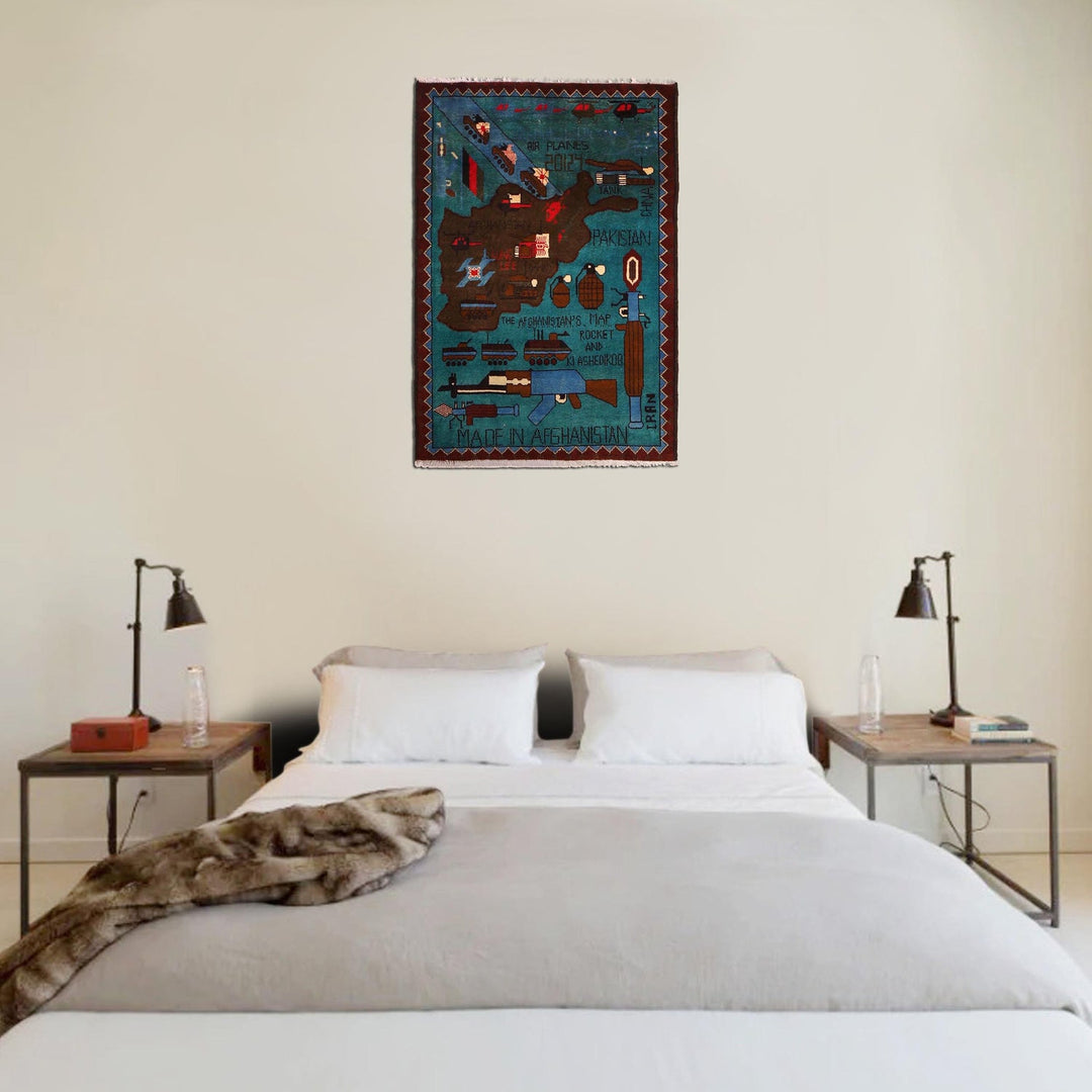 Handcrafted Afghan War Rug 2' 10" x 4' 0" - No. AL26212