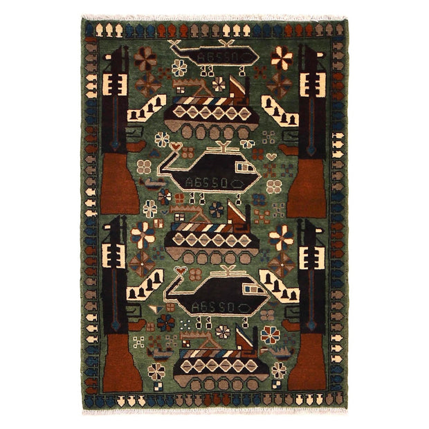 Handmade Afghan War Area Rug 2' 10" x 4' 0" - No. AL54966